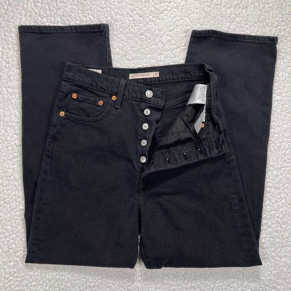 Levi’s Premium Ribcage Straight Ankle Jeans Women’s 27 (25x27) Black Streetwear - Picture 1 of 13
